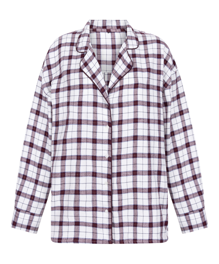 Flannel Pyjama Top, White