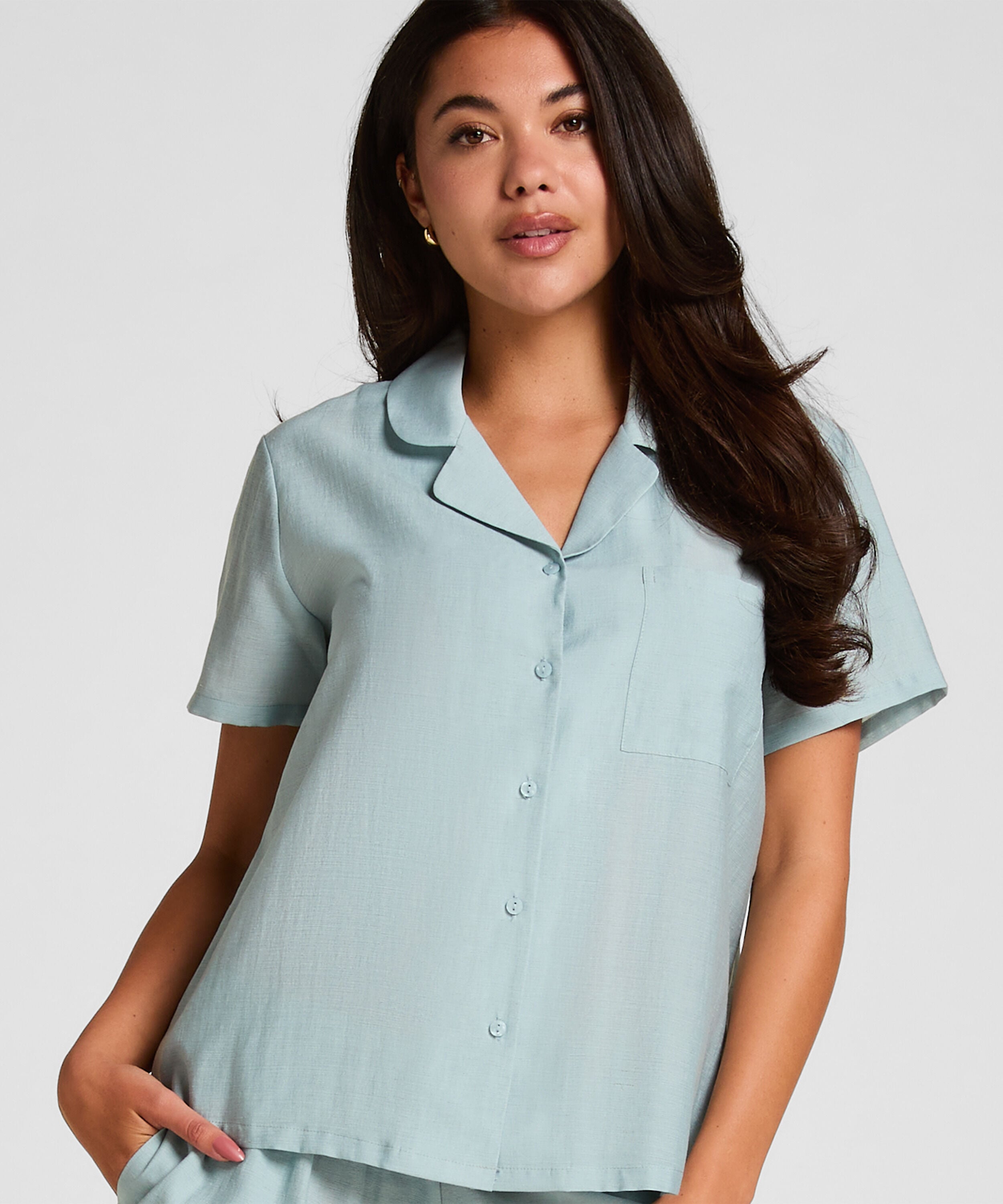 Pyjama Jacket Crinkled, Blue