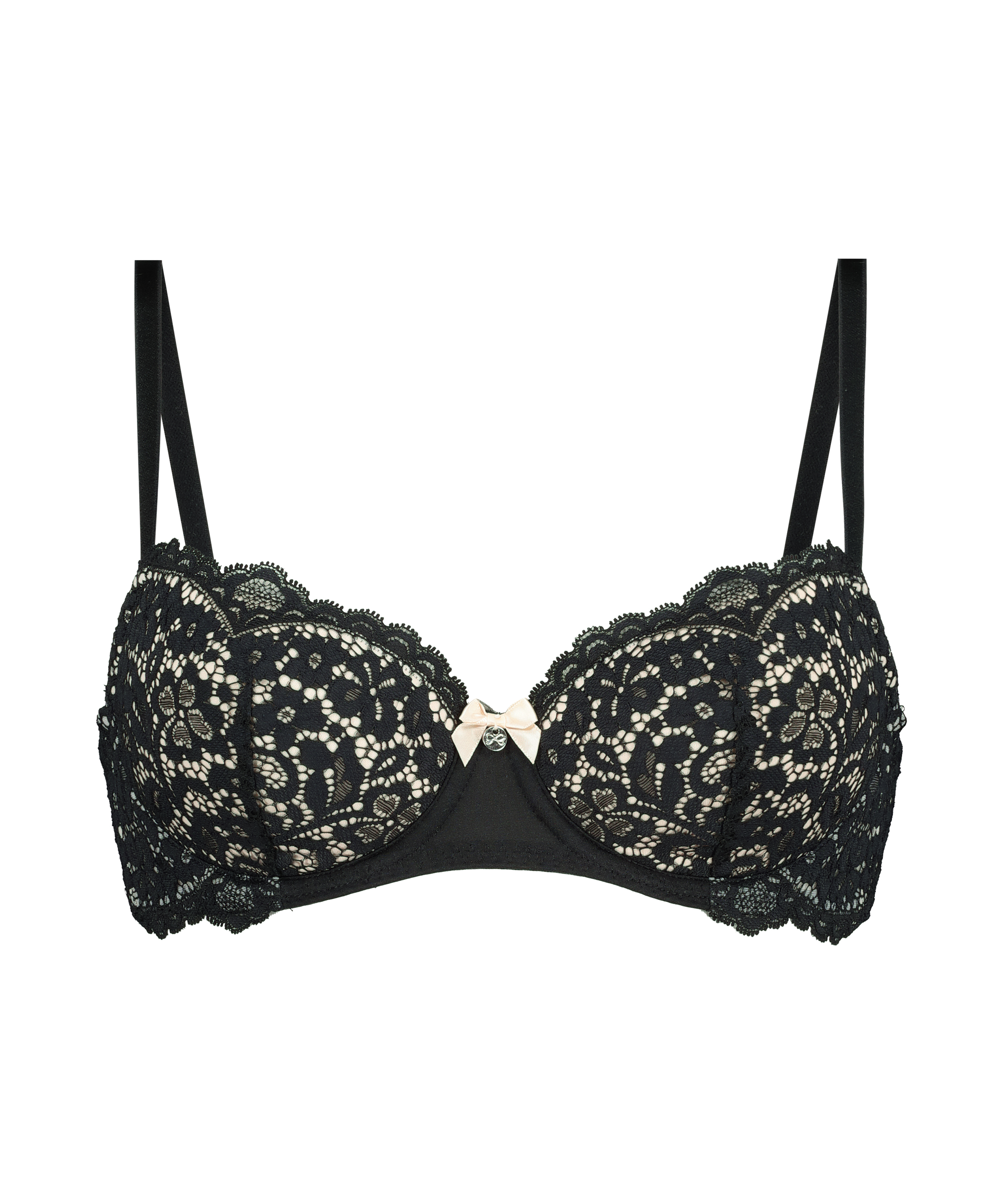 Rose Padded Underwired Bra, Black, main