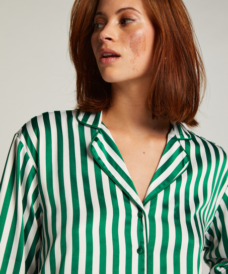 Satin Long-Sleeved Jacket, Green