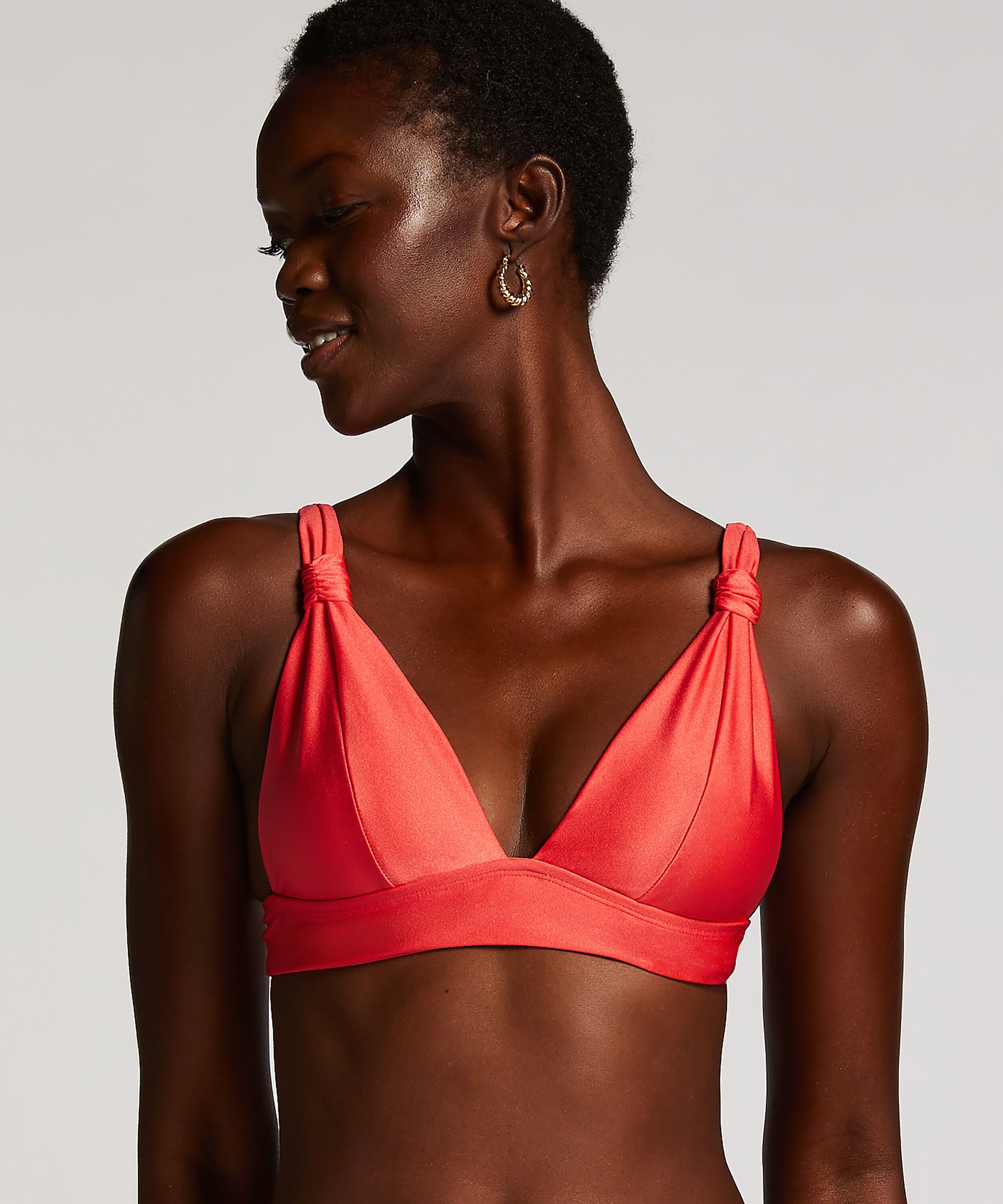 Luxe Triangle Bikini Top, Red