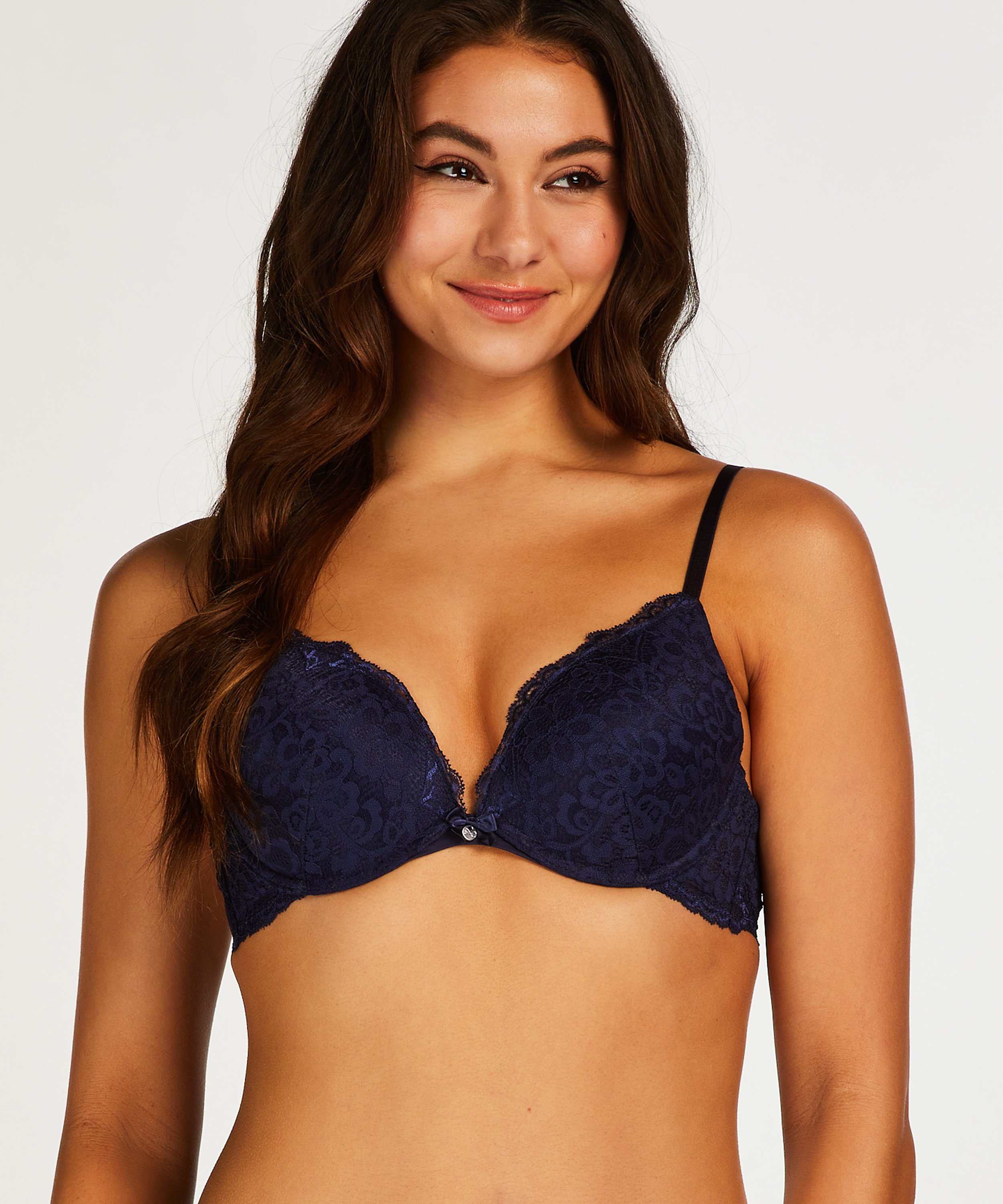Marine Padded Underwired Push-Up Bra, Blue, main