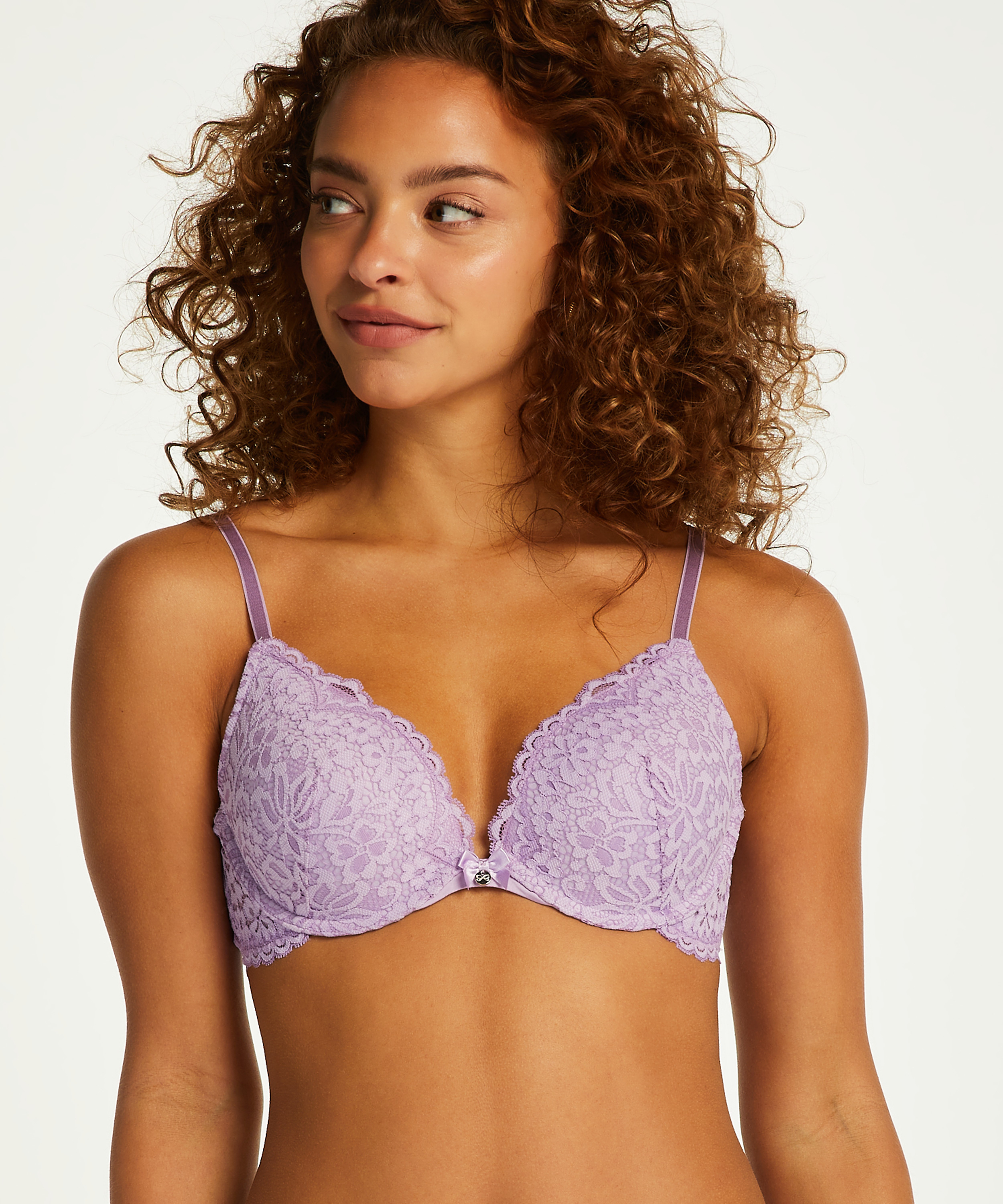 Rose padded push-up bra, Purple, main