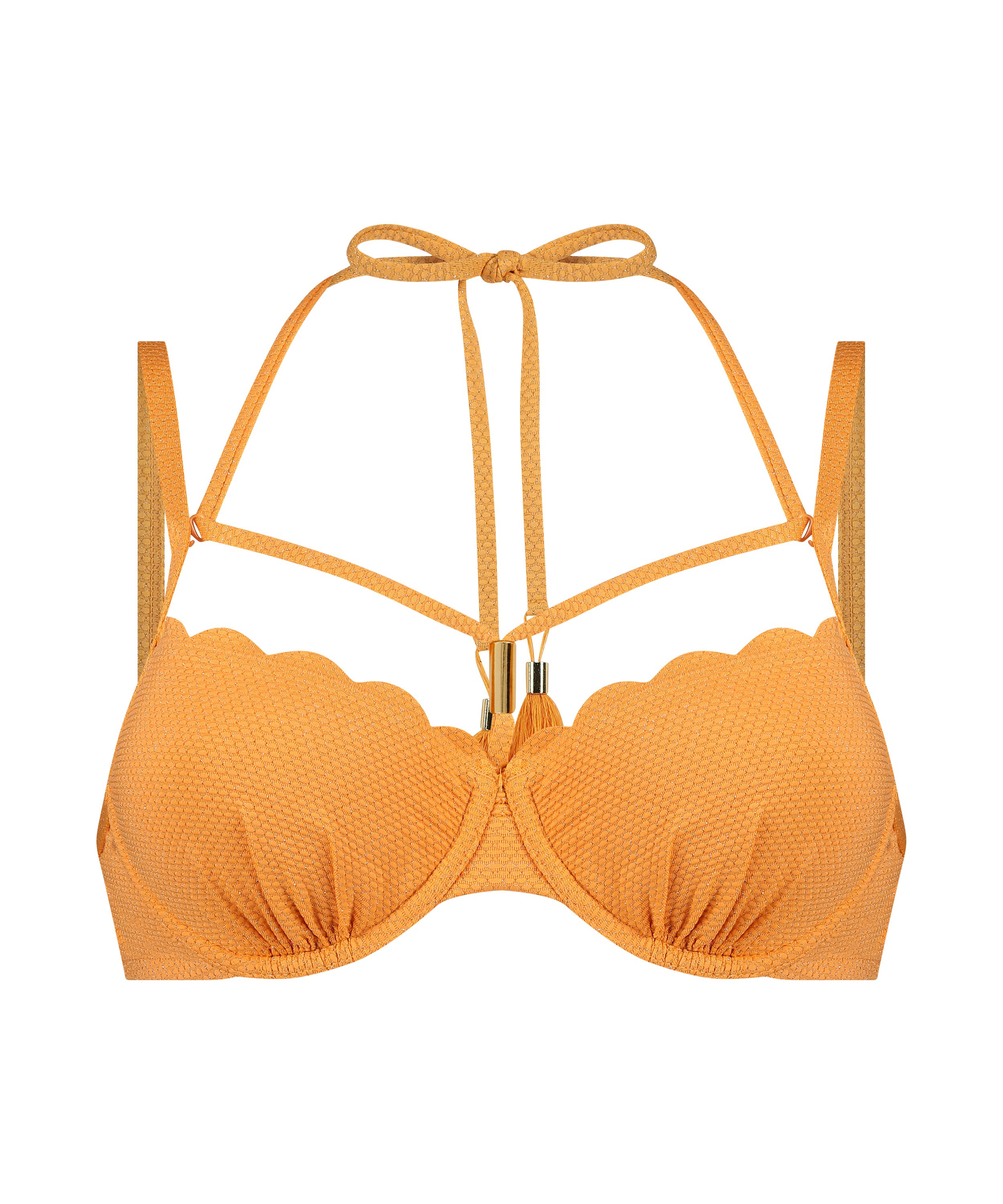 Scallop Lurex Bikini Top, Orange, main