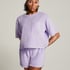 Short-sleeve velours top, Purple