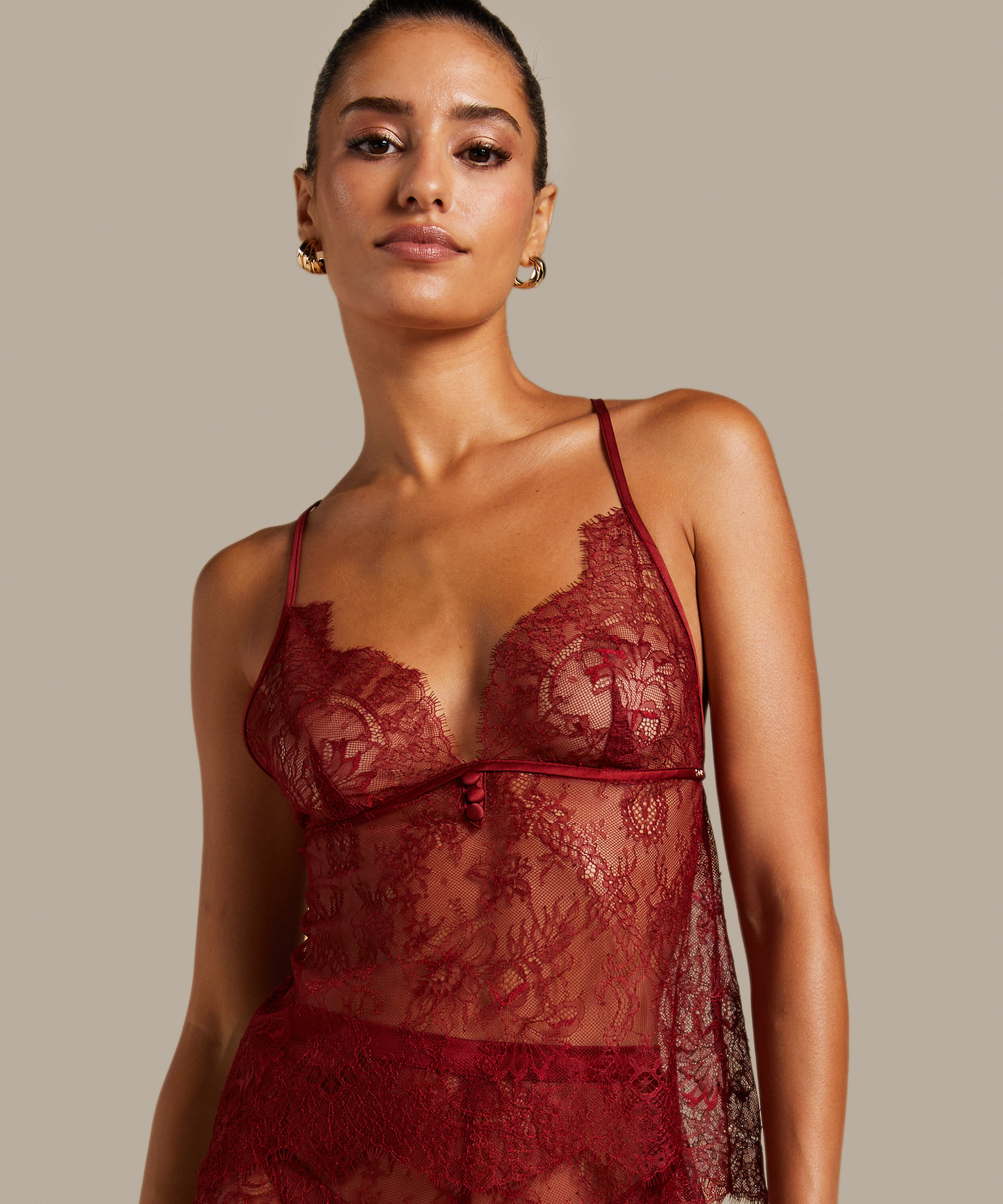 Delphine Lace Cami, Red
