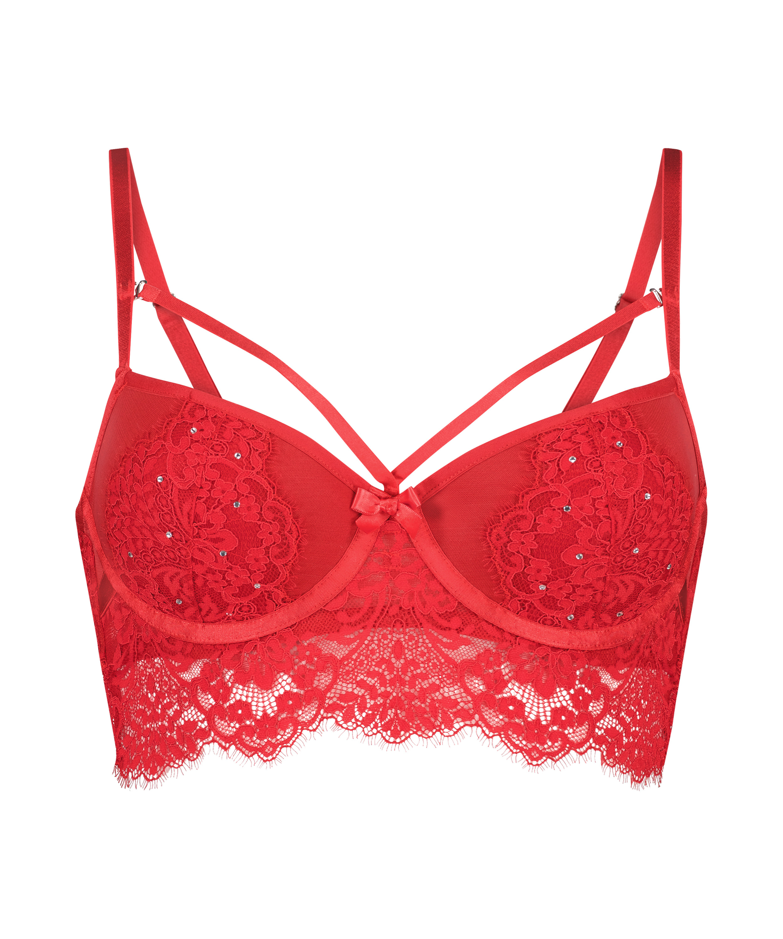Pauline Padded Longline Underwired Bra, Red, main