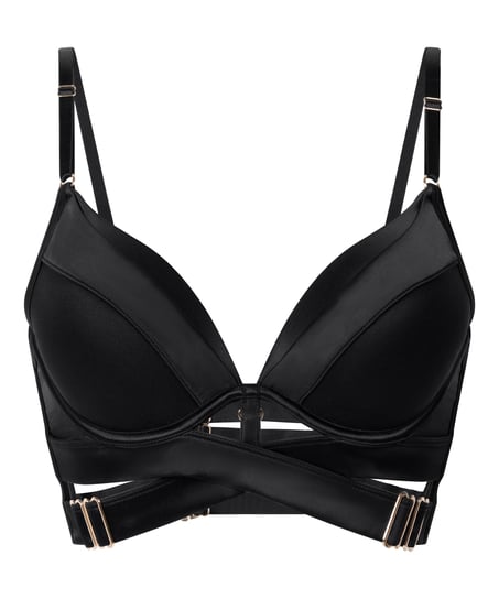 Colette Padded Underwired Longline Push-Up Bra, Black