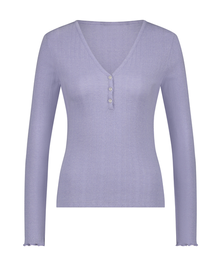 Henley Pyjama Top, Purple