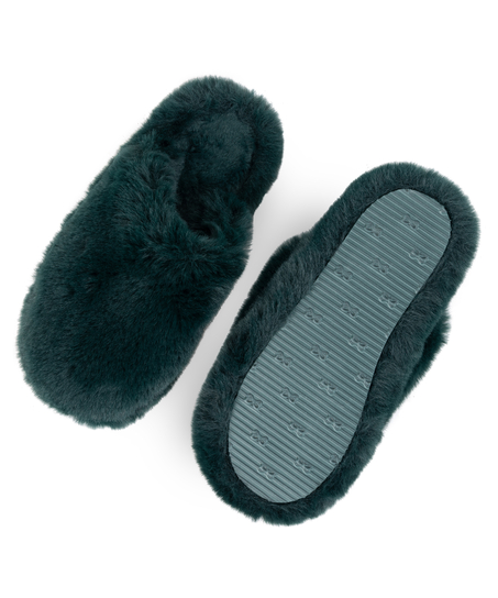 Fake Fur House slippers, Green