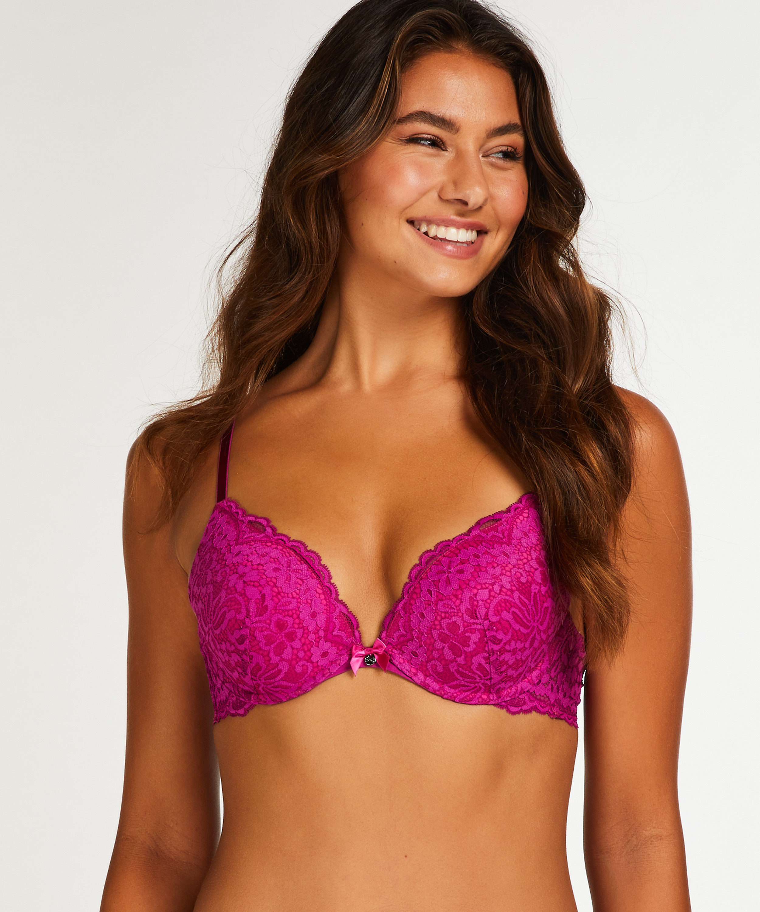 Rose padded push-up bra, Purple, main