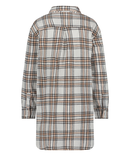Boyfriend Check Nightshirt, Beige