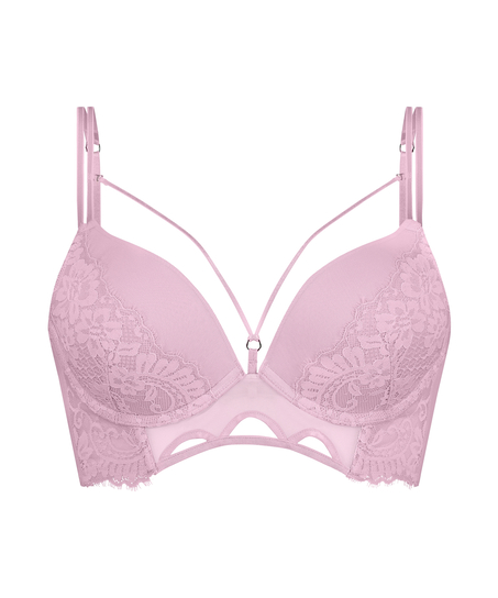 Lidia Padded Longline Push-Up Underwired Bra, Pink