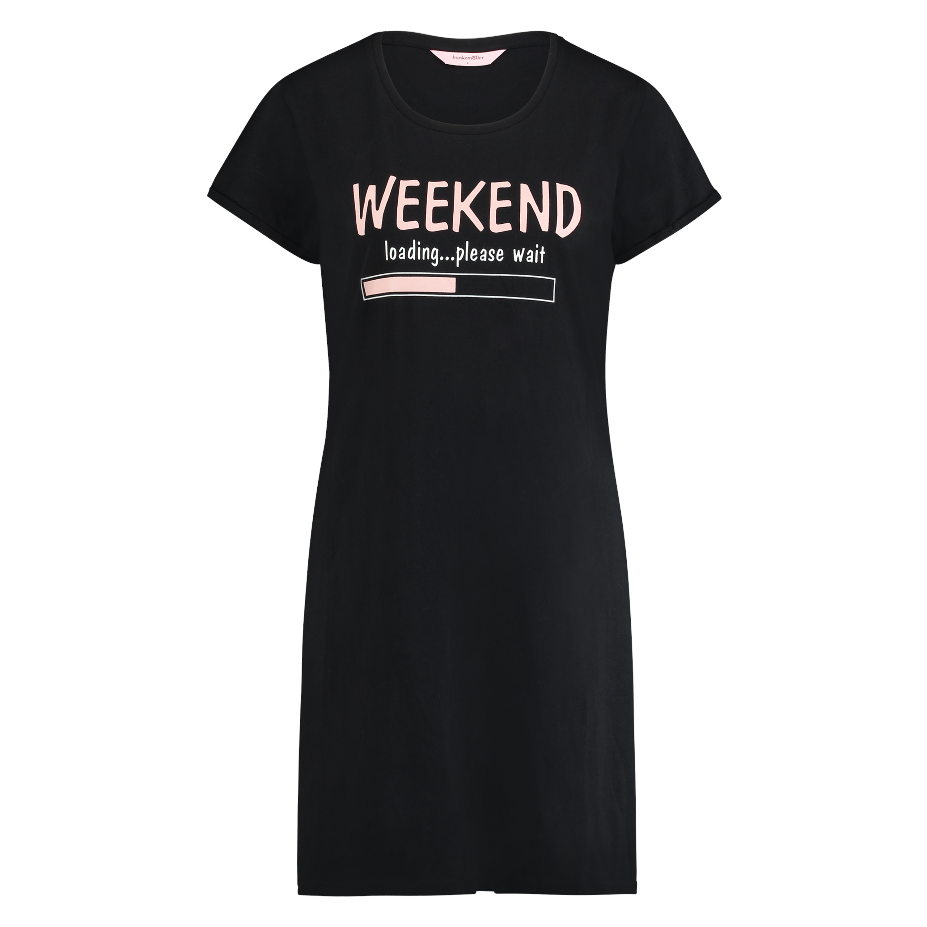 Round Neck Nightshirt, Black, main