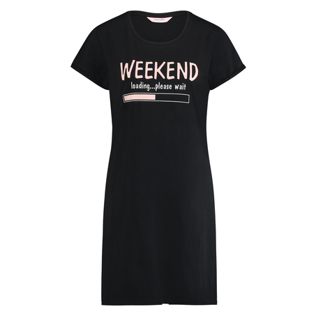 Round Neck Nightshirt, Black