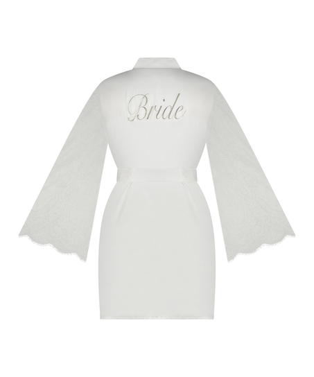 Bride Satin Kimono, White