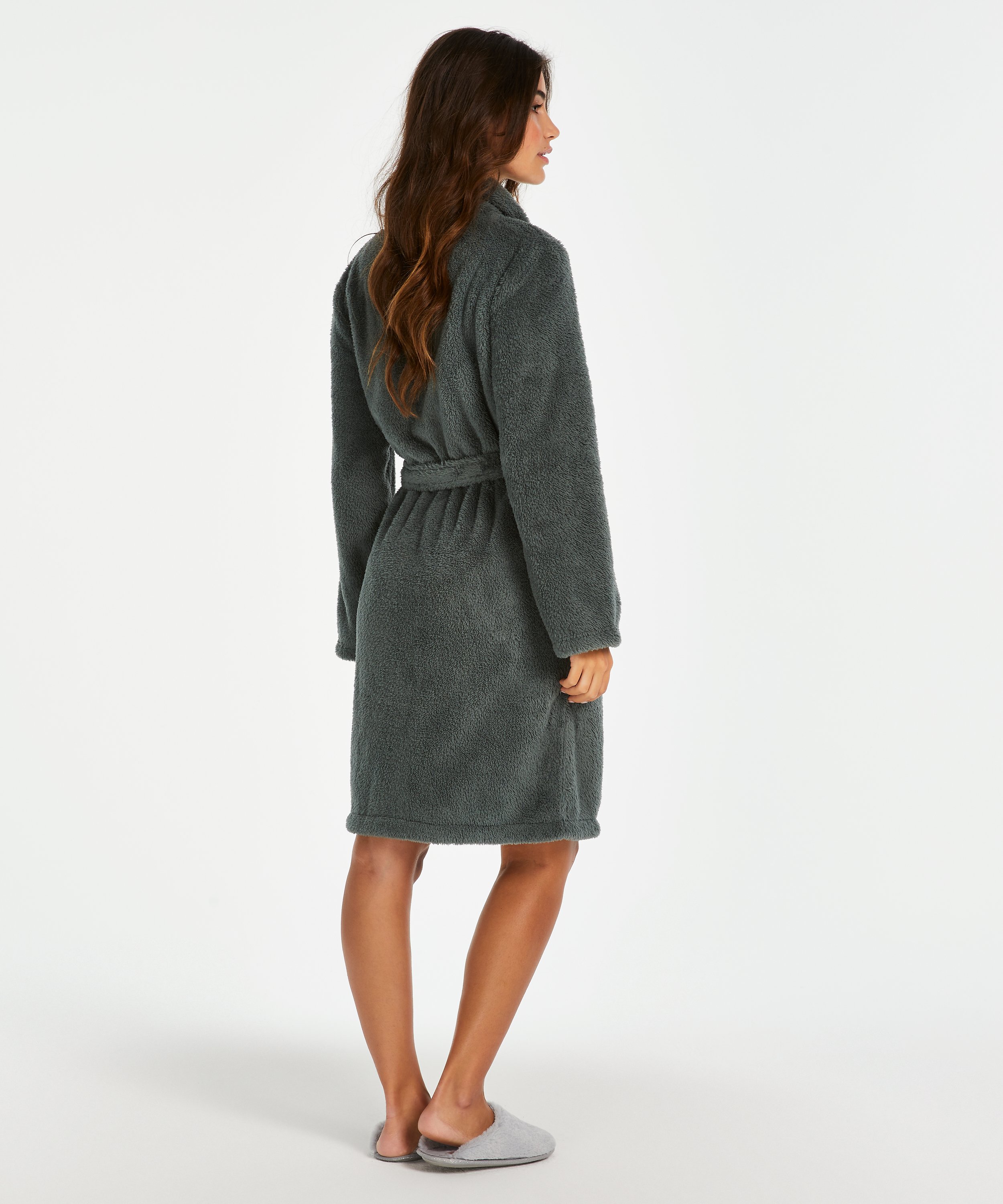 Fleece Bathrobe Short, Green, main