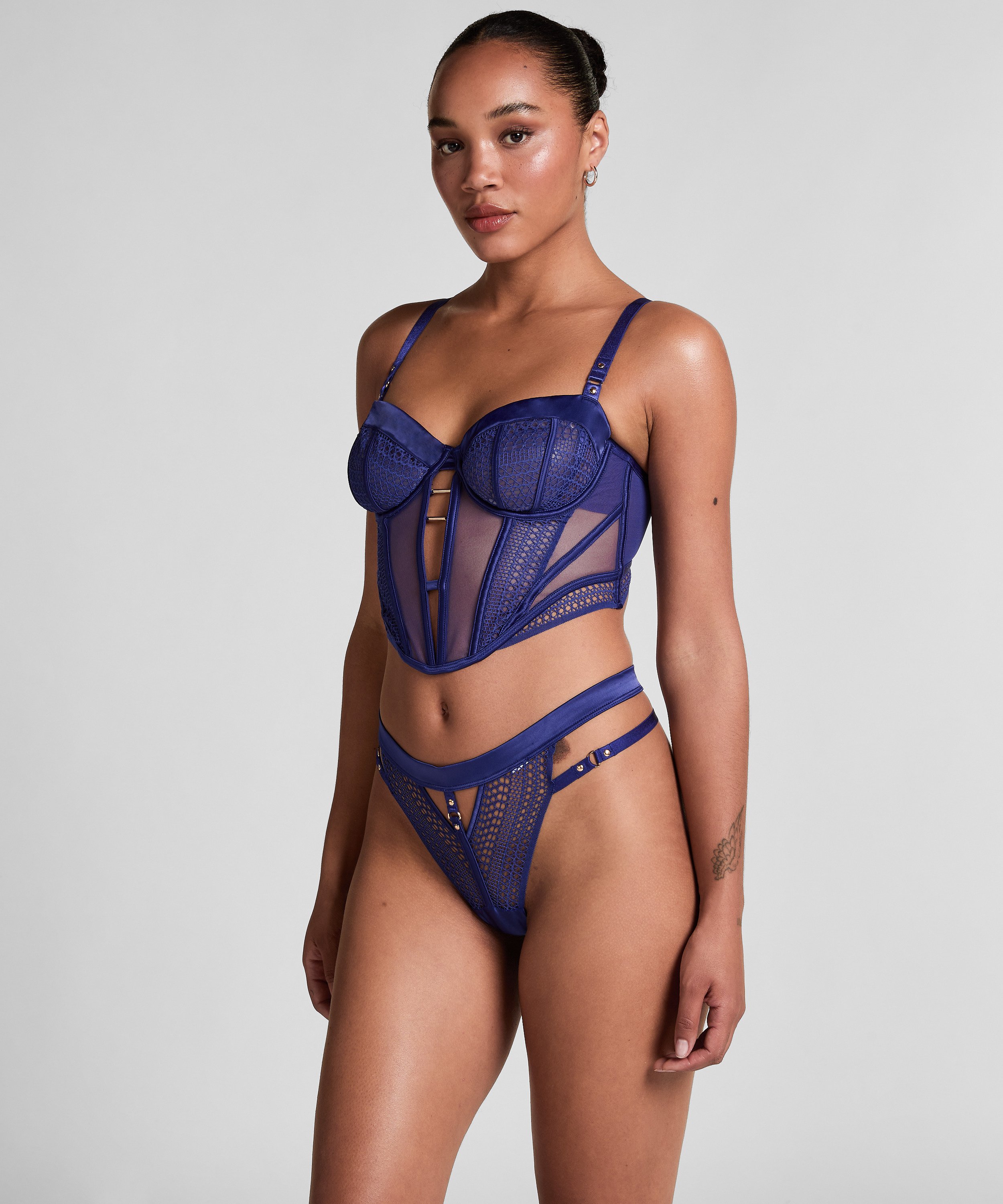 Missy Non-Padded Underwired Longline Bra, Blue, main