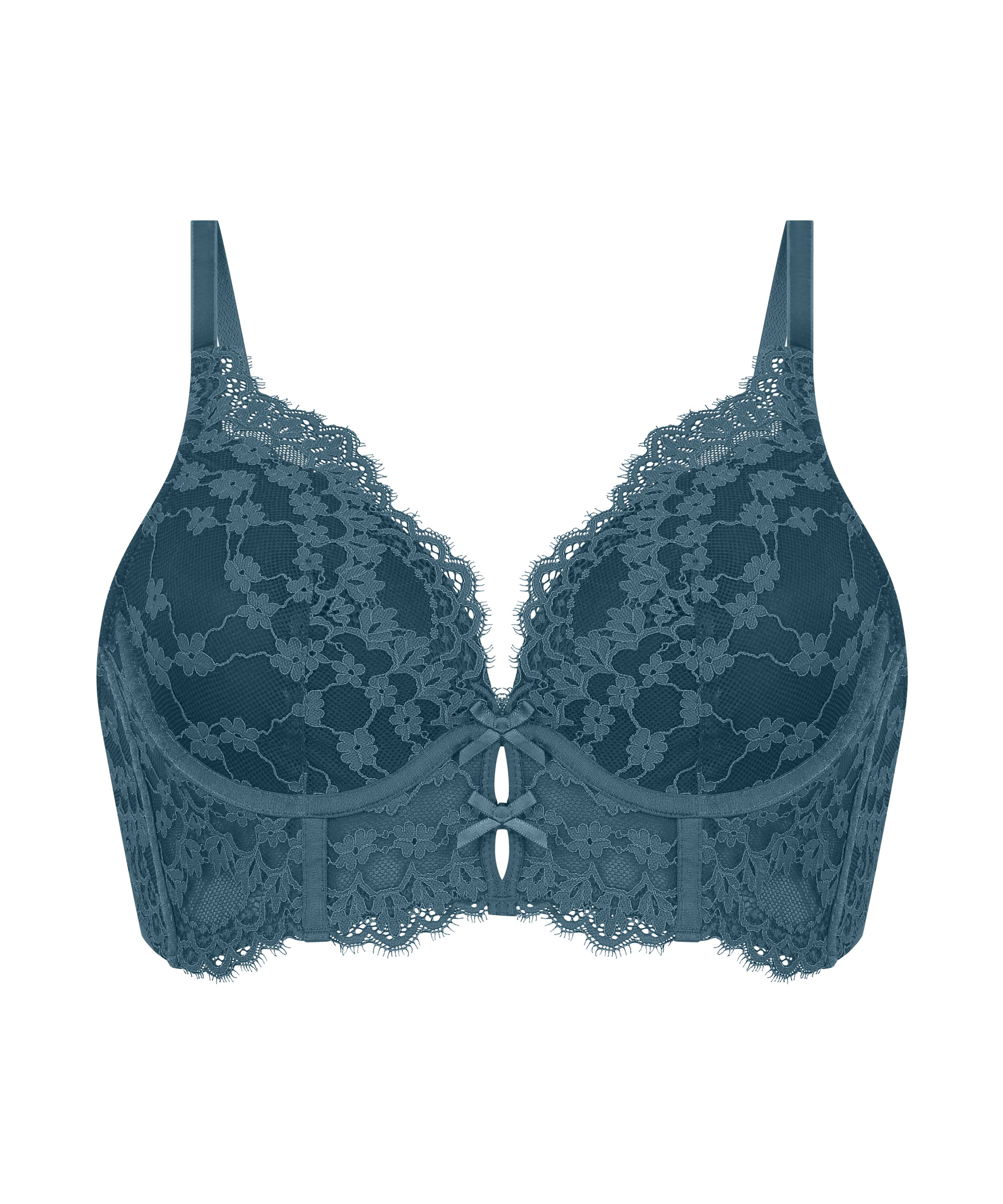 Astrid Padded Underwired Longline Bra, Blue, main