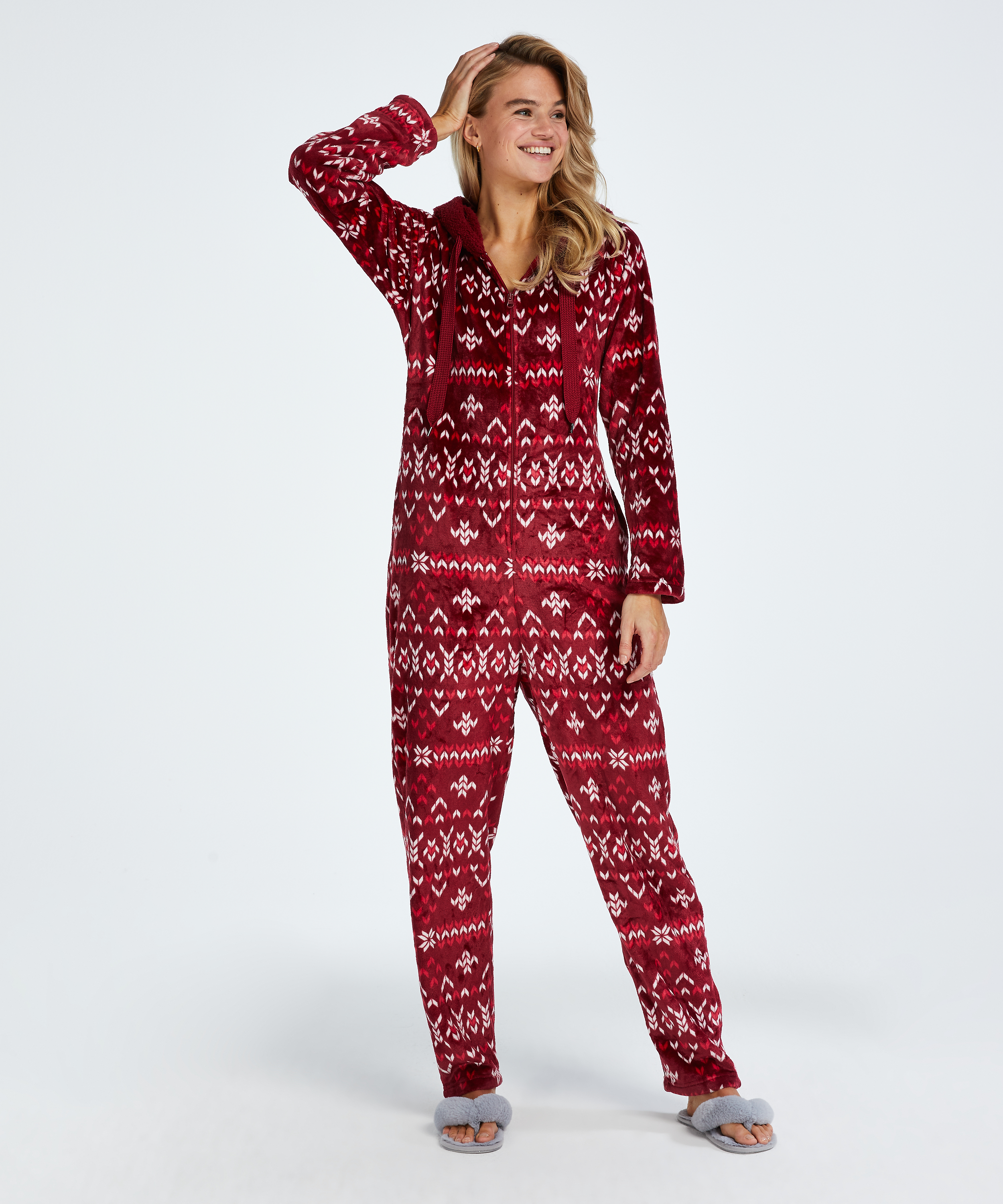 Flannel Fleece Onesie, Red, main