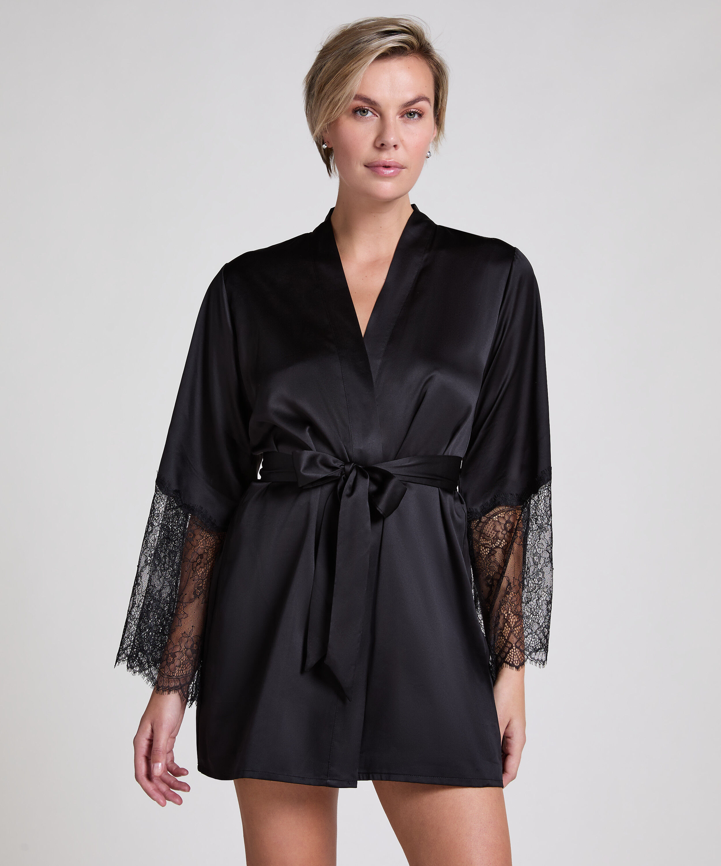 Satin Kimono, Black