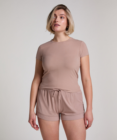 Pyjama Top Rib Essential, Beige