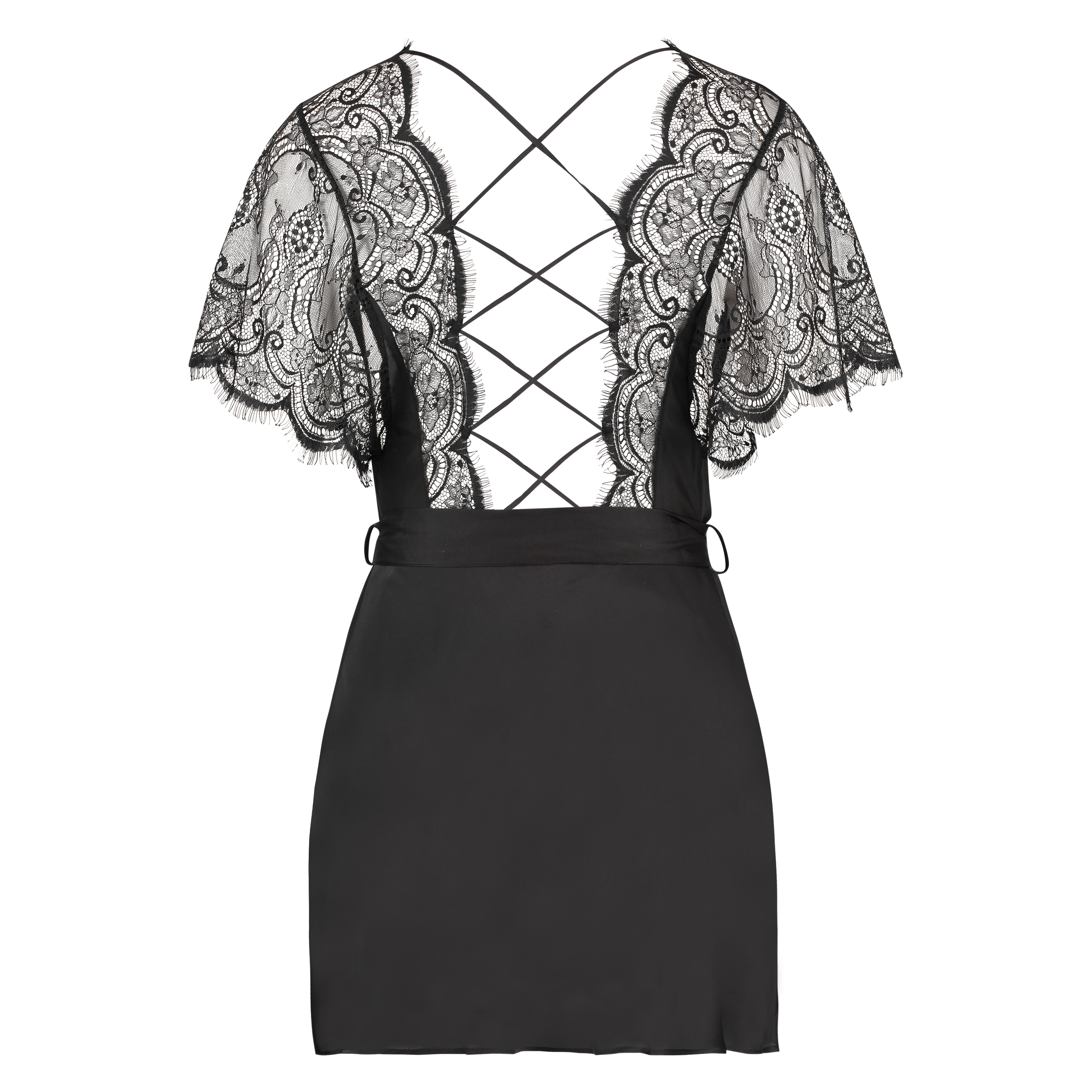 Coco satin kimono, Black, main