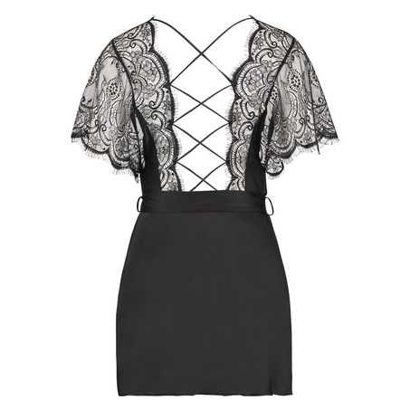 Coco satin kimono, Black