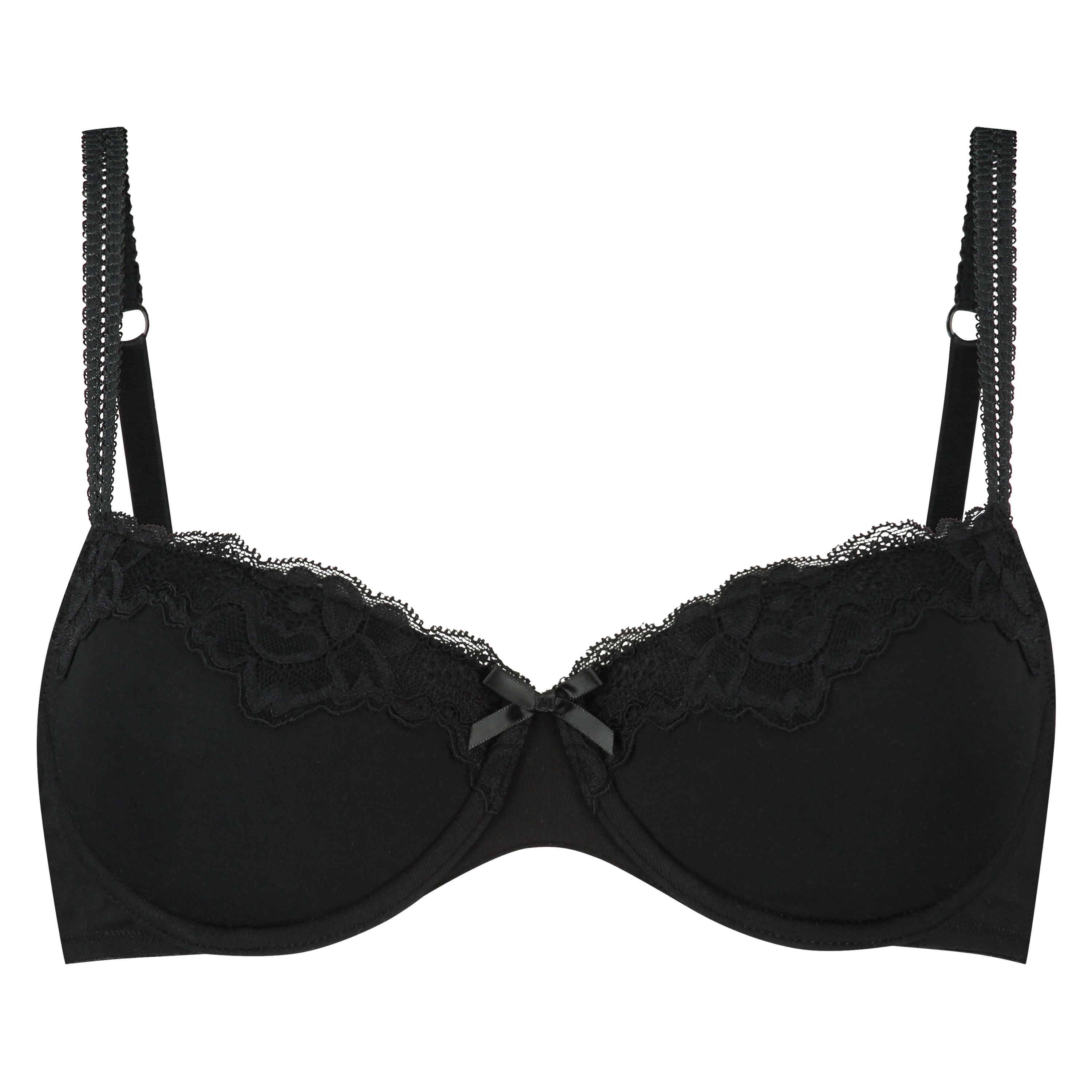 Secret Lace cotton padded underwired bra, Black, main