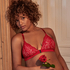 Rose Padded Triangle Bralette, Red