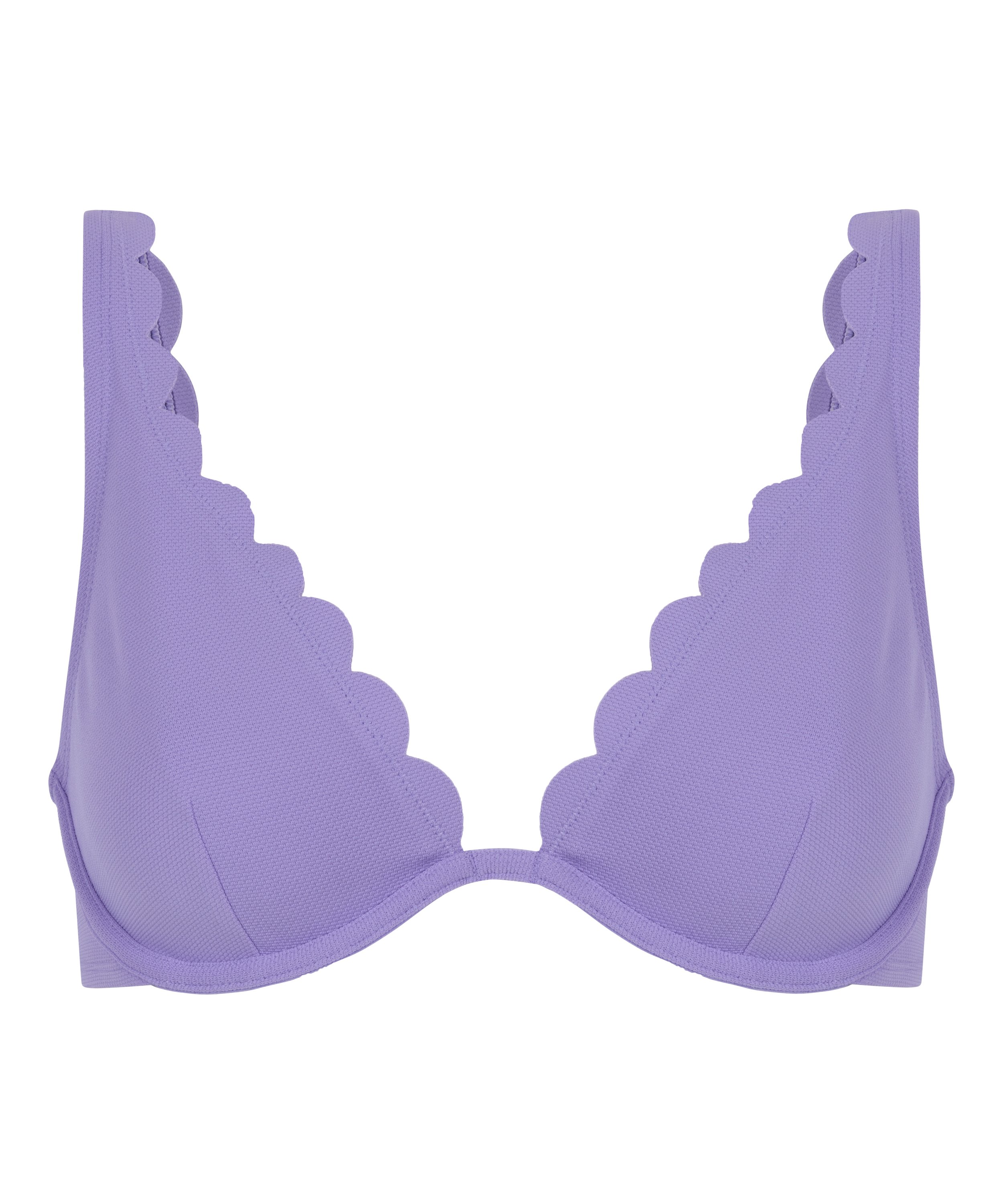 Scallop non-padded underwired bikini top, Purple, main