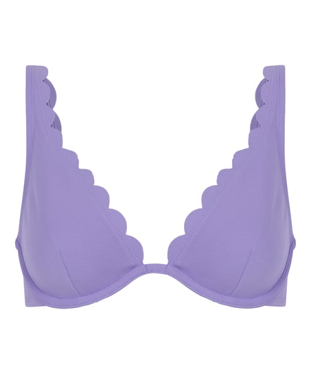 Scallop non-padded underwired bikini top, Purple