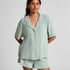 Towel Texture Button-Up Shirt, Green