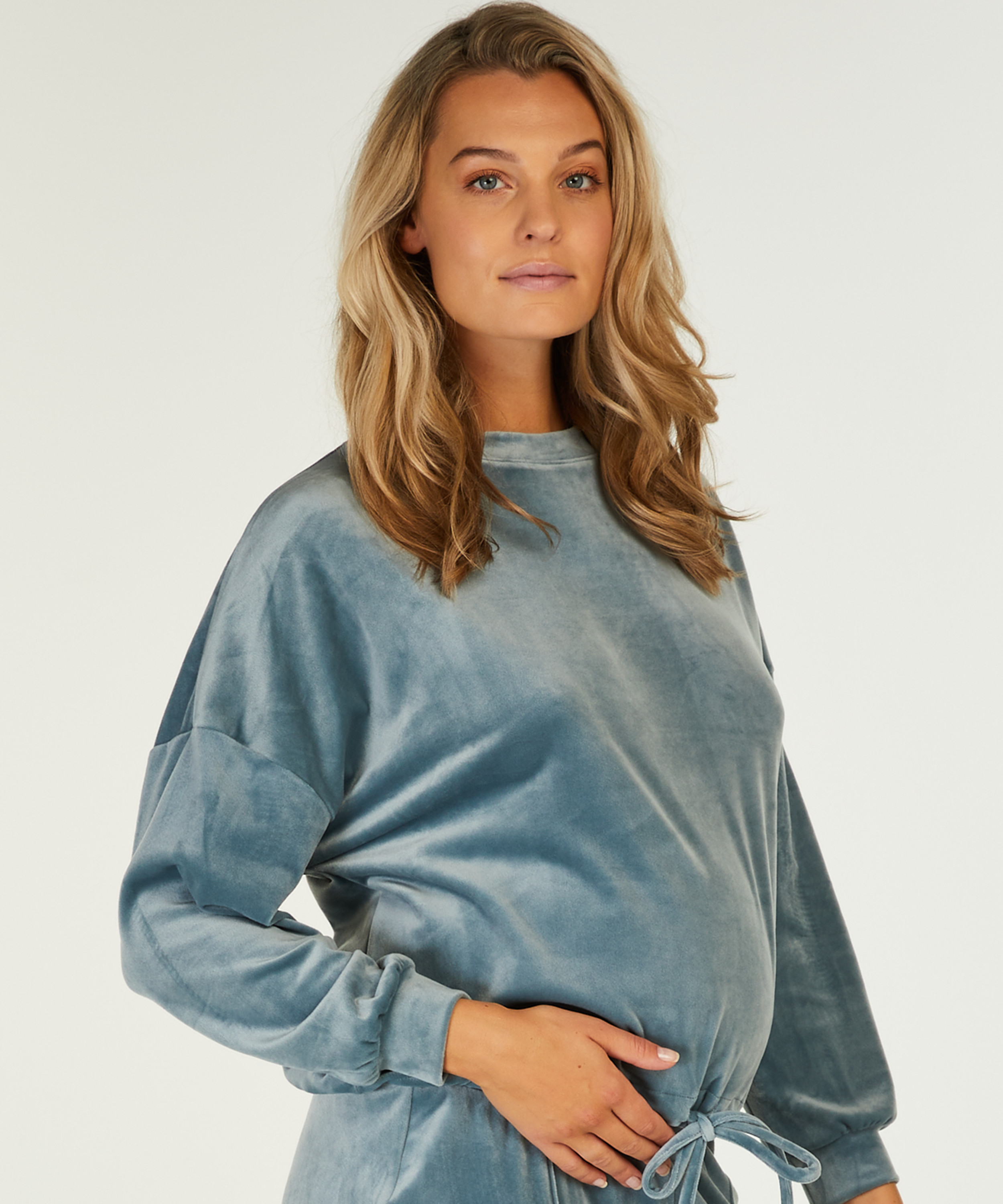 Velvet maternity top, Blue, main