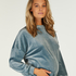 Velvet maternity top, Blue
