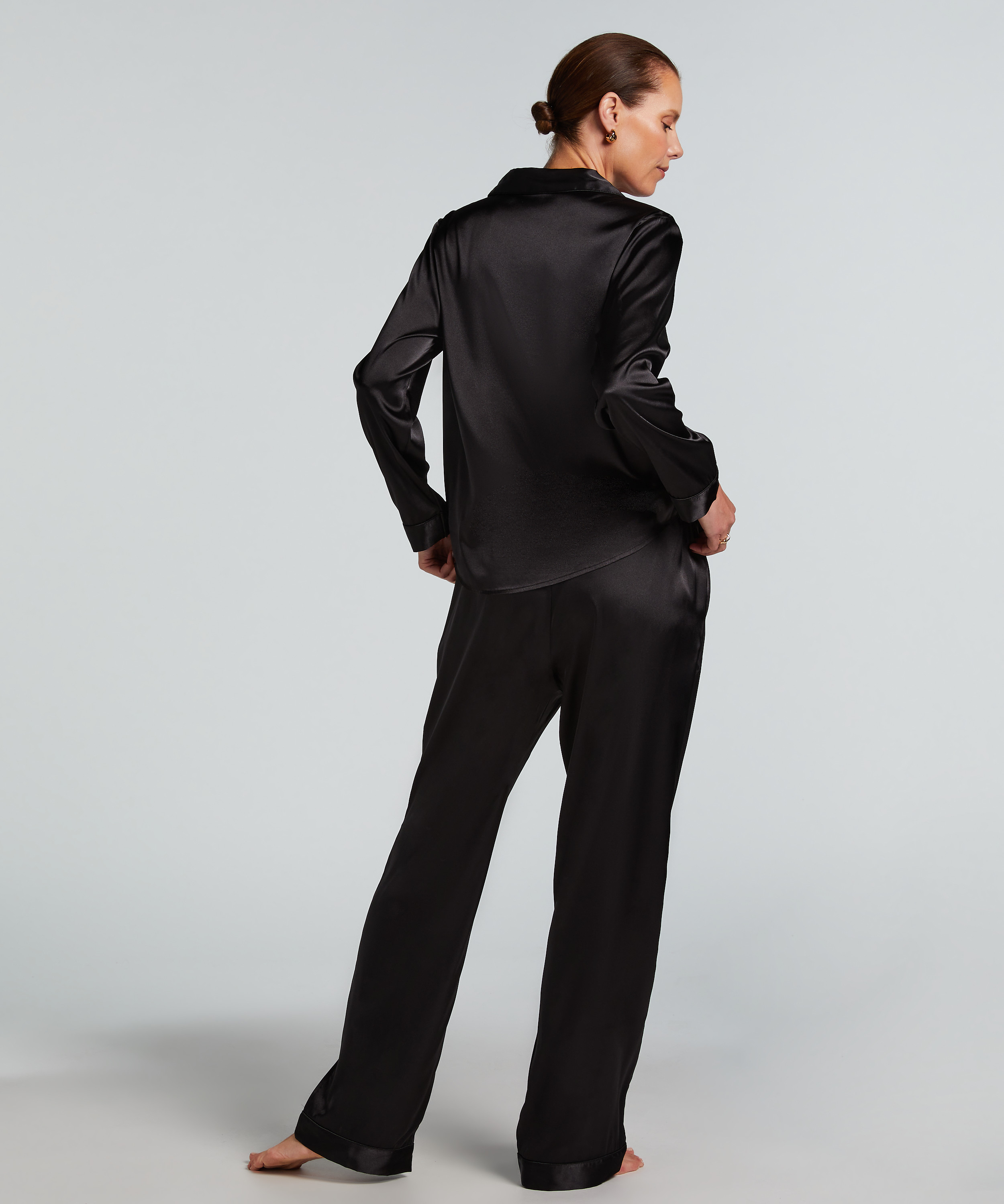 Satin Trousers, Black, main