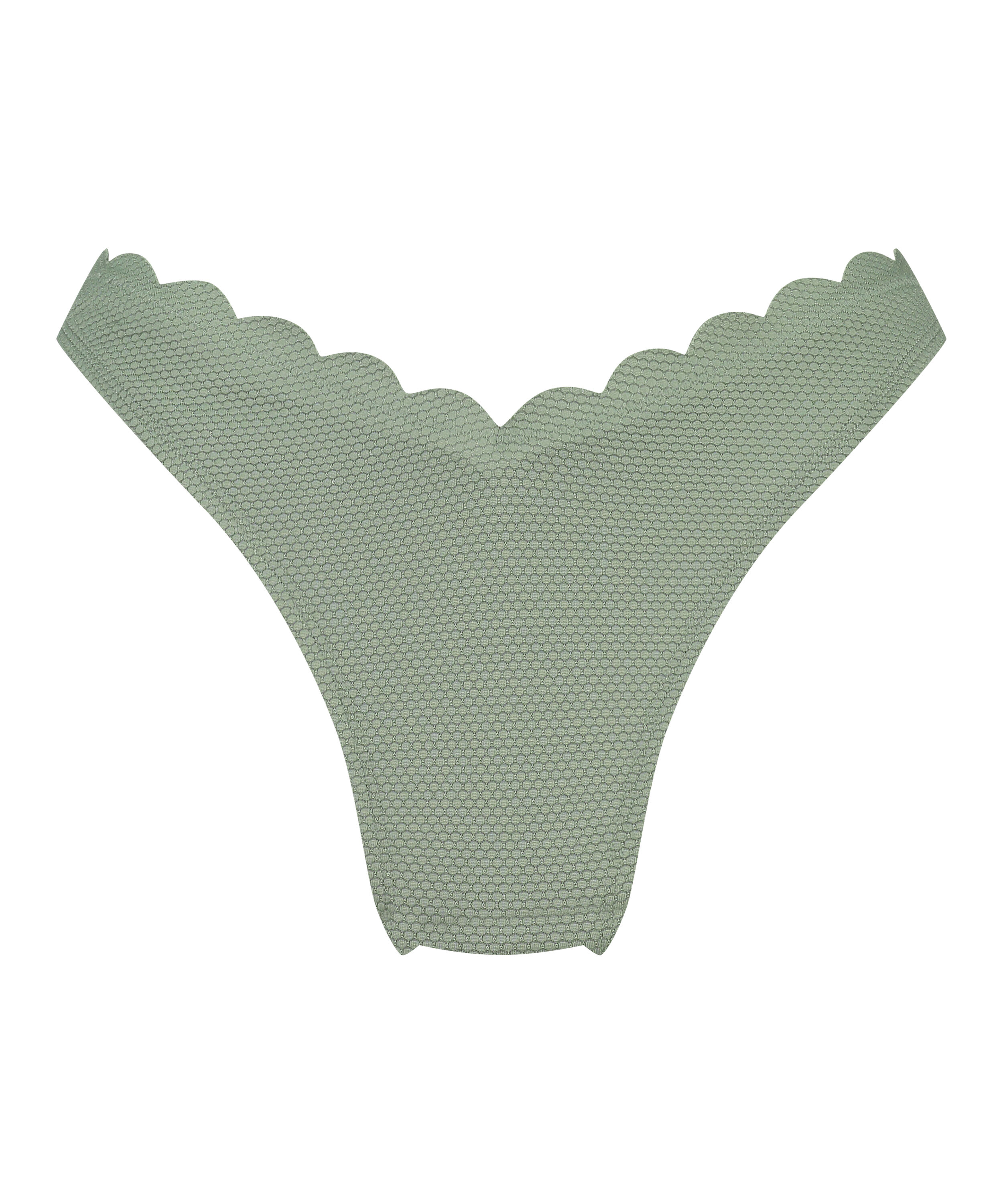 Scallop High-Leg Bikini Bottoms, Green