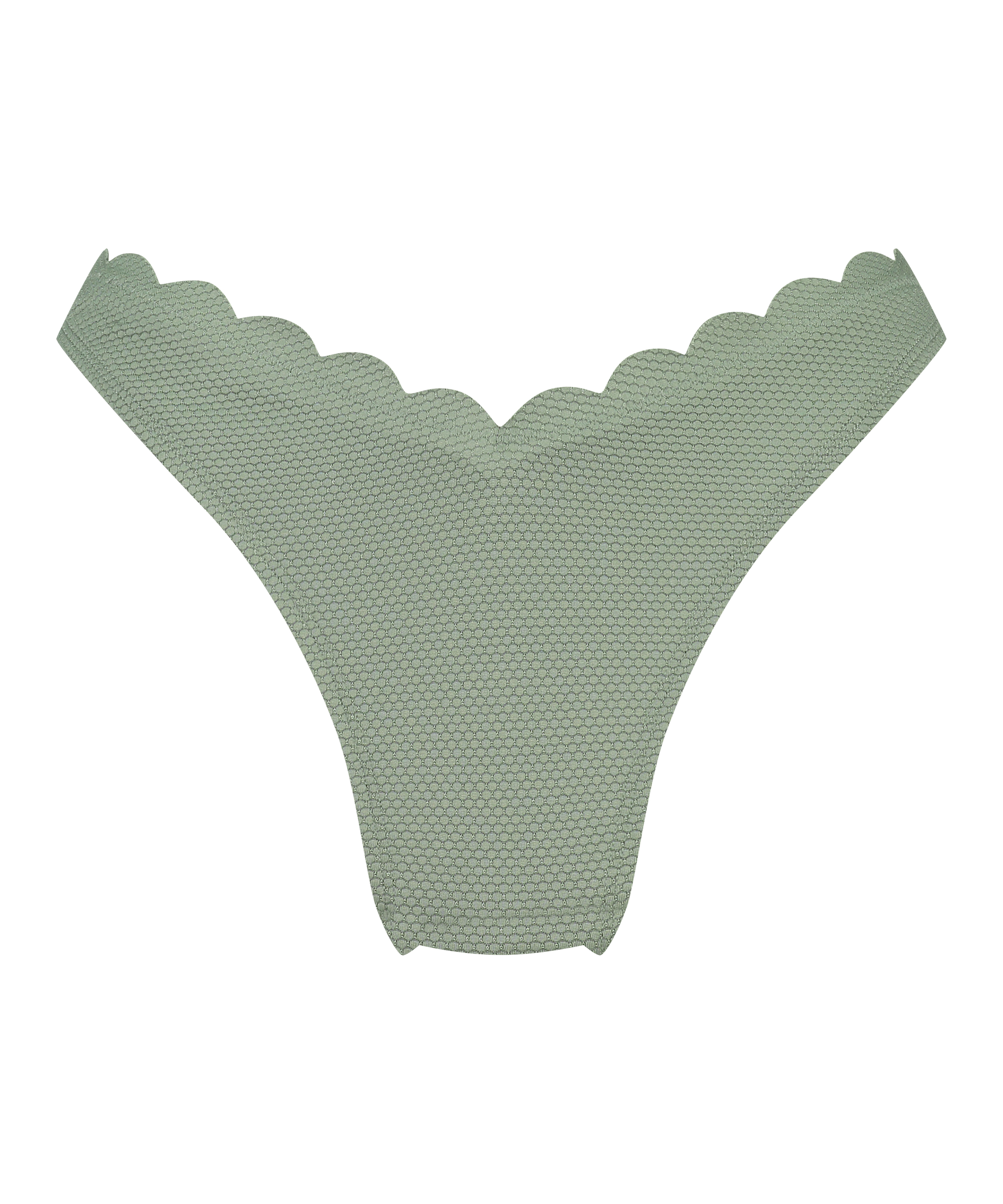 Scallop High-Leg Bikini Bottoms, Green, main