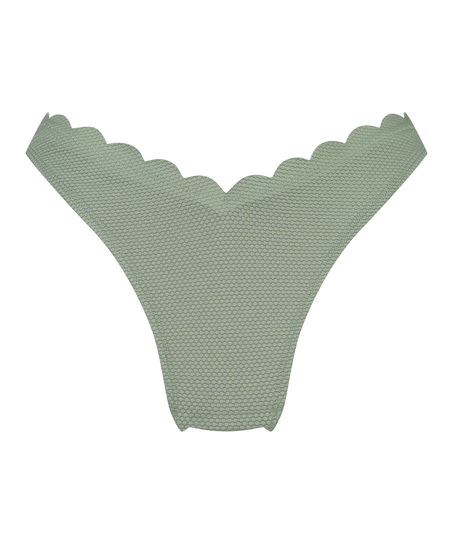 Scallop High-Leg Bikini Bottoms, Green