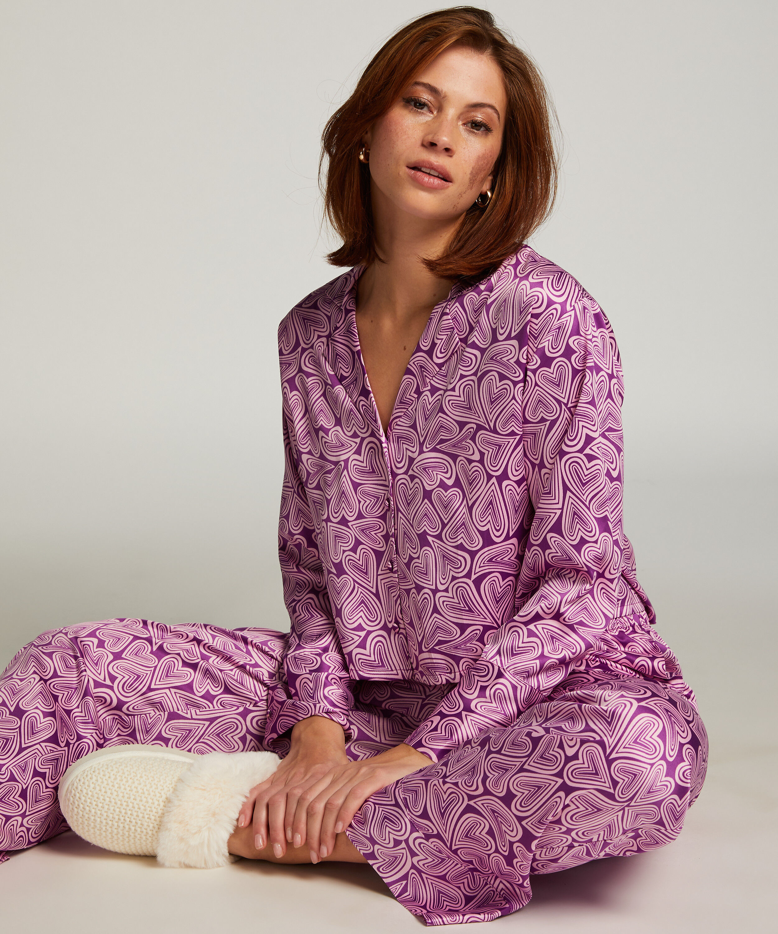 Satin Long-Sleeved Jacket, Purple