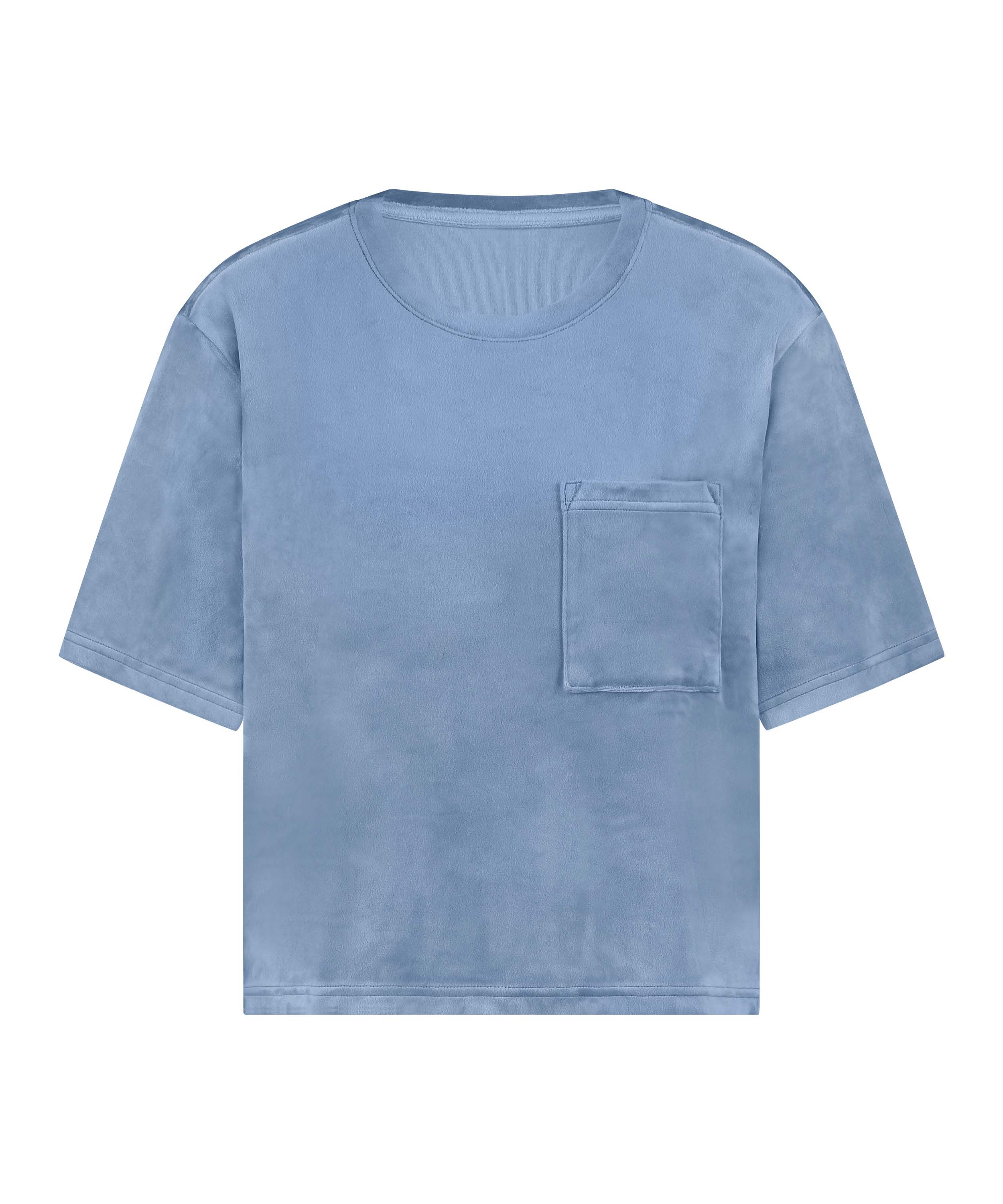Top Velours Pocket, Blue