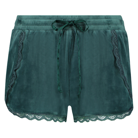 Velvet Lace Shorts, Green