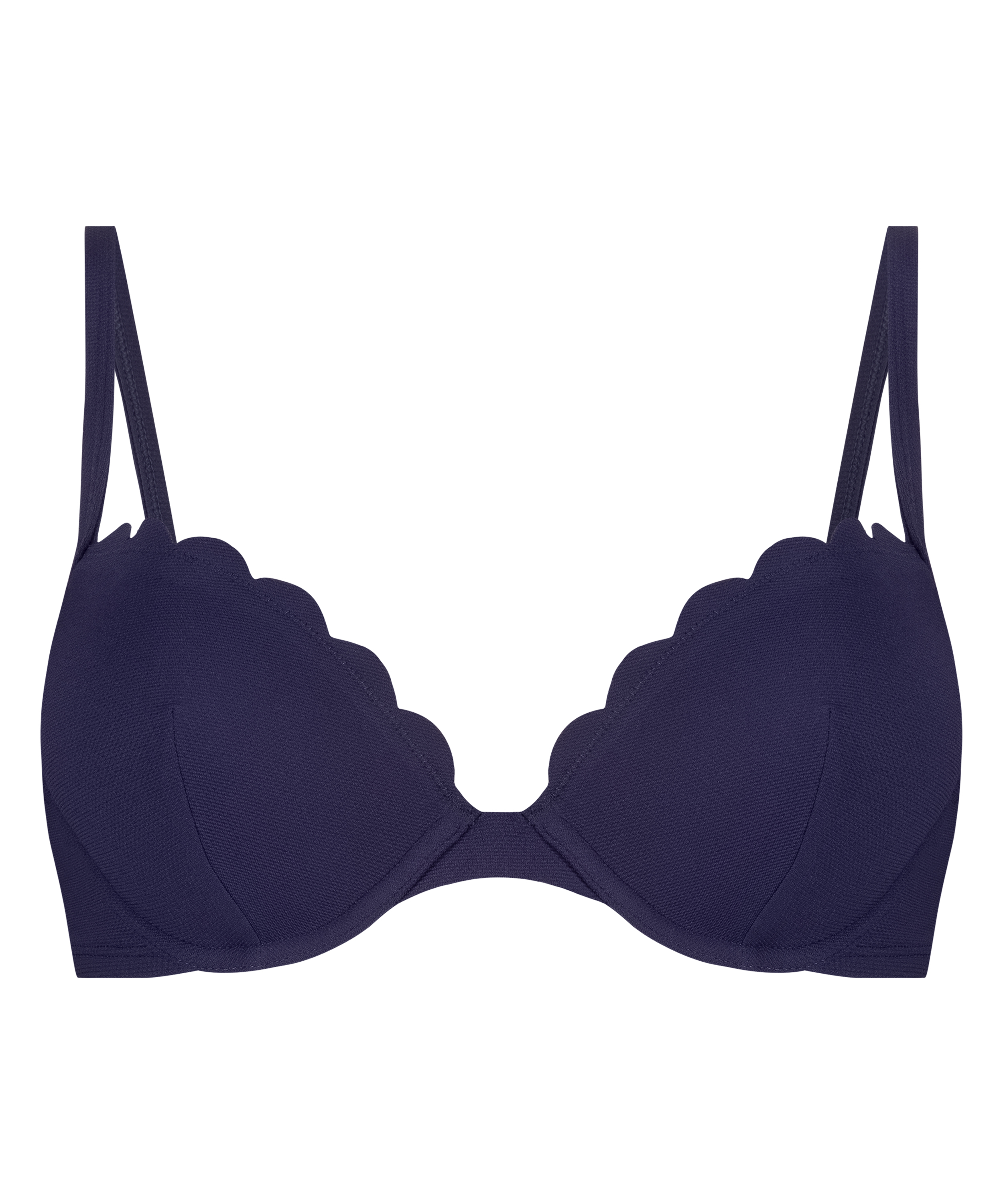 Scallop padded underwired bikini-top, Blue, main
