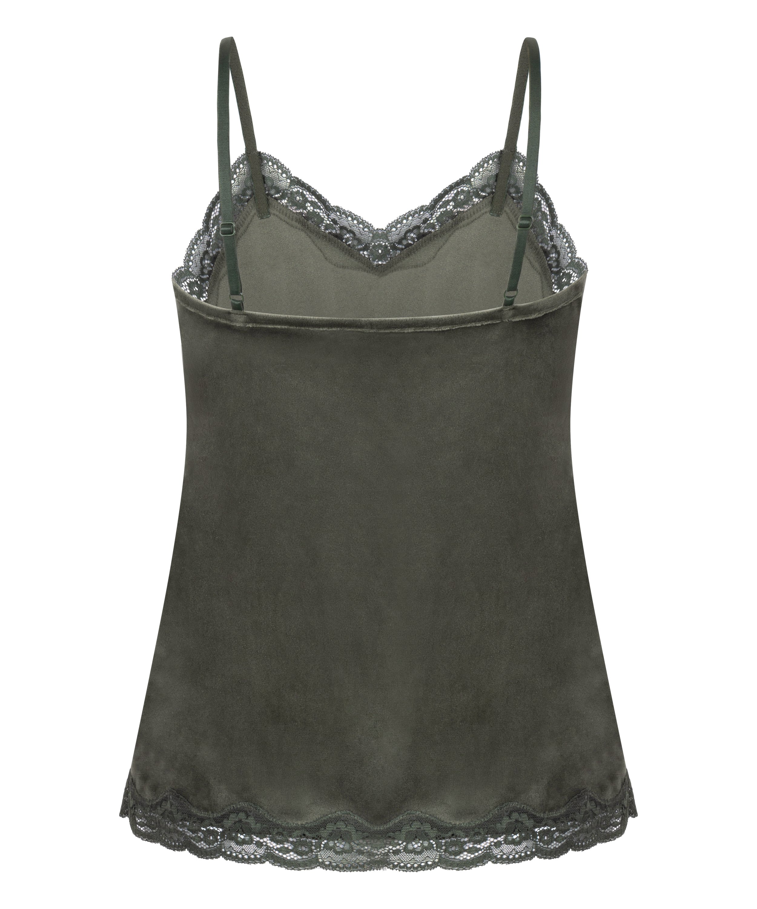 Velours Lace Cami Top, Green, main