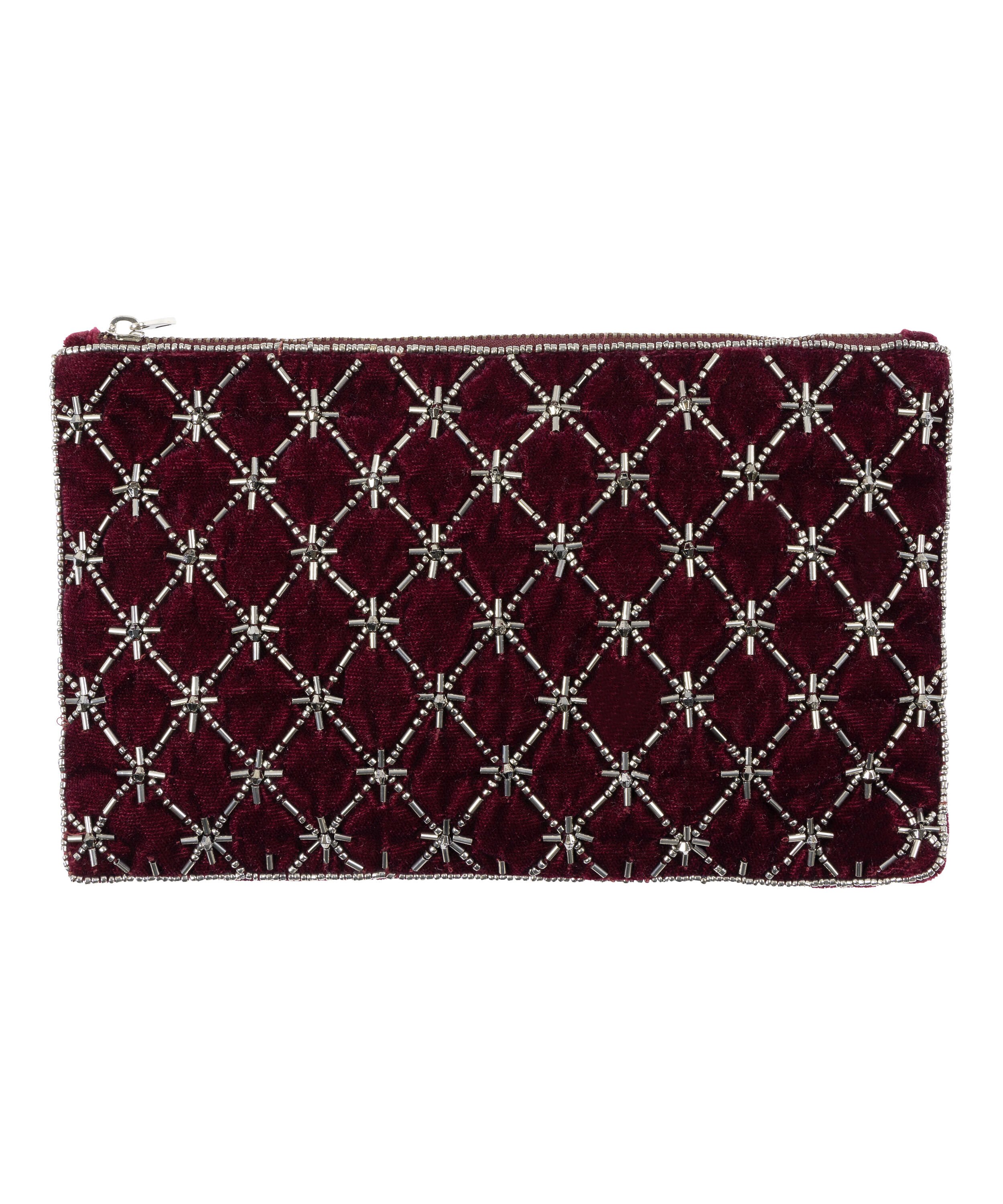 Beaded Pouch, Purple