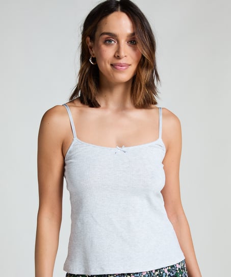 Pointelle Pyjama Top, Grey