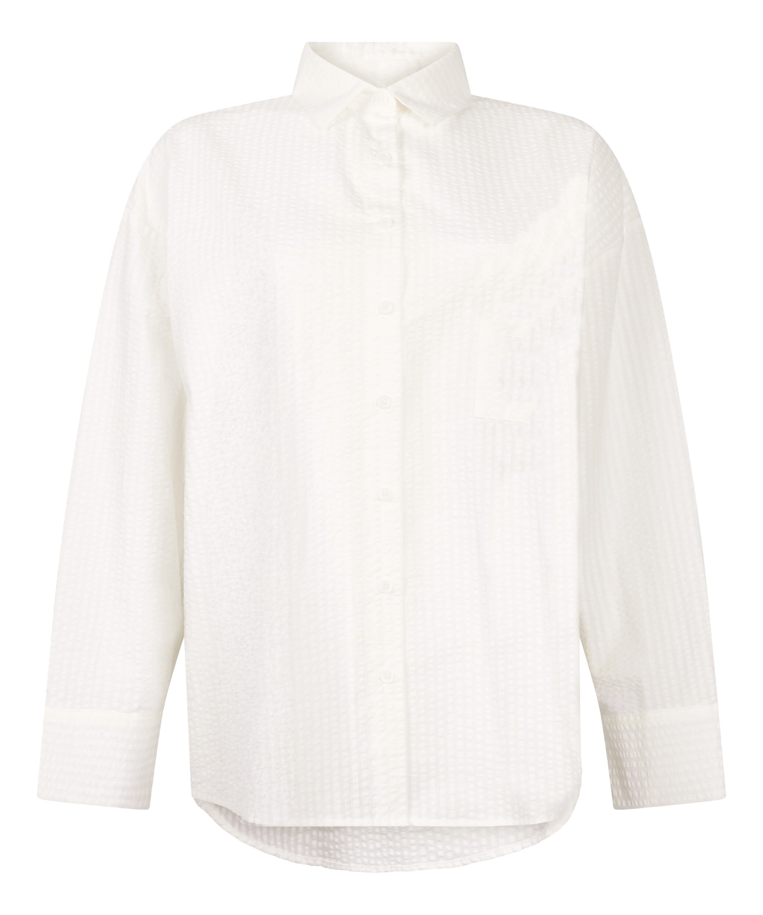 Seersucker Cotton Pyjama Top, White