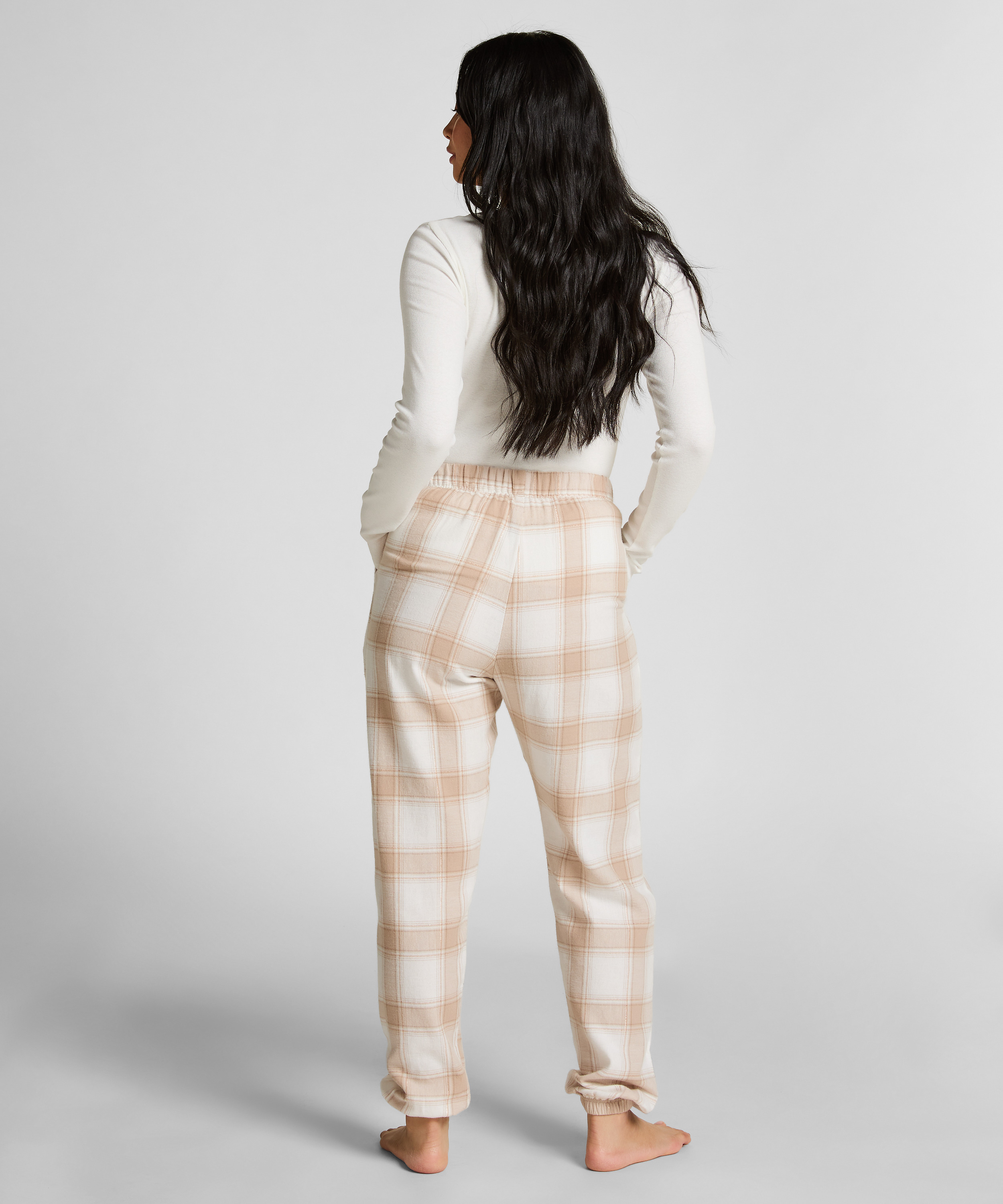 Flannel Pyjama Pants, Beige, main