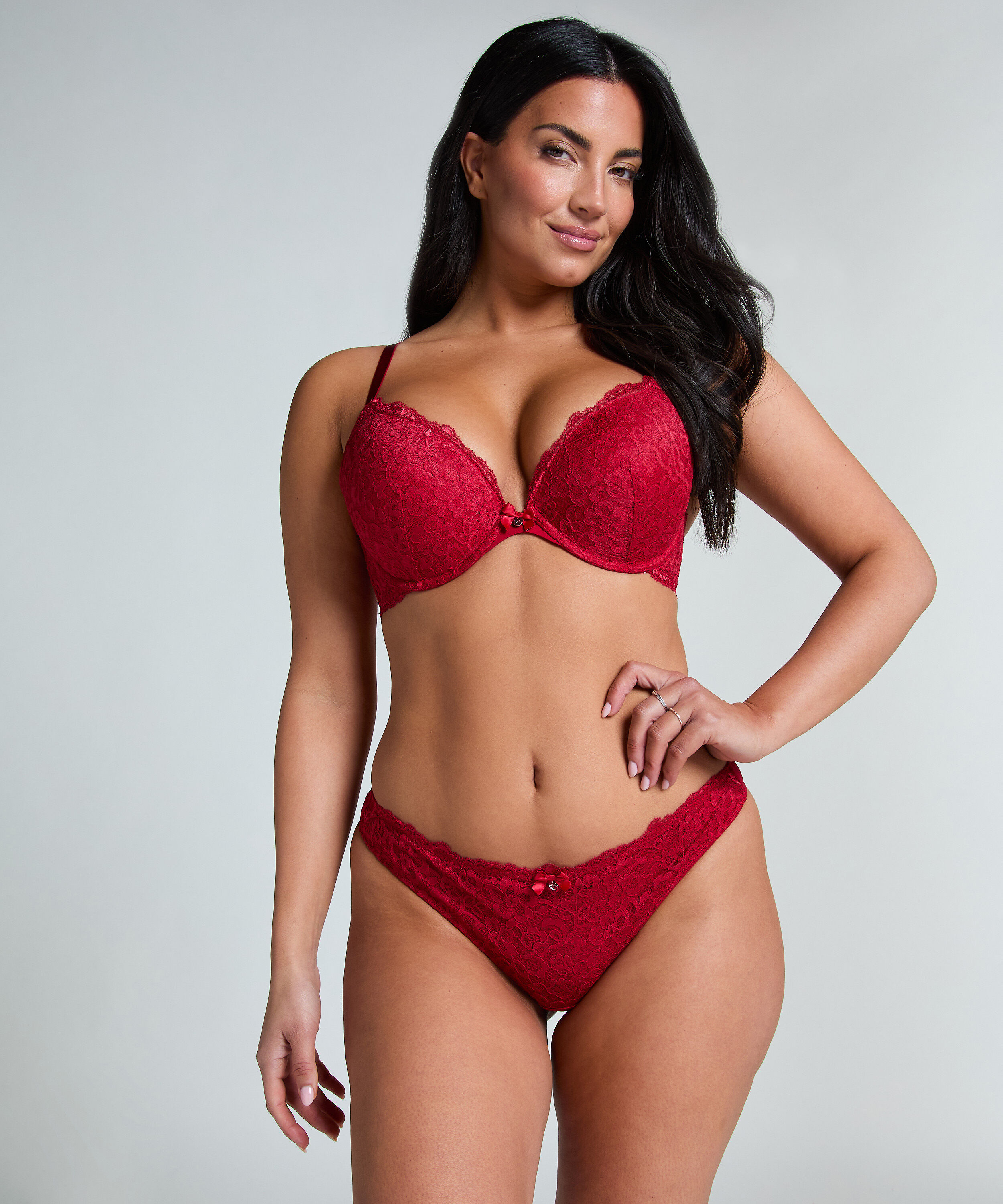 Marine Padded Underwired Push-Up Bra, Red