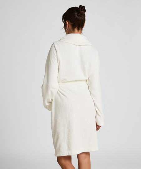 Fleece Bathrobe, White